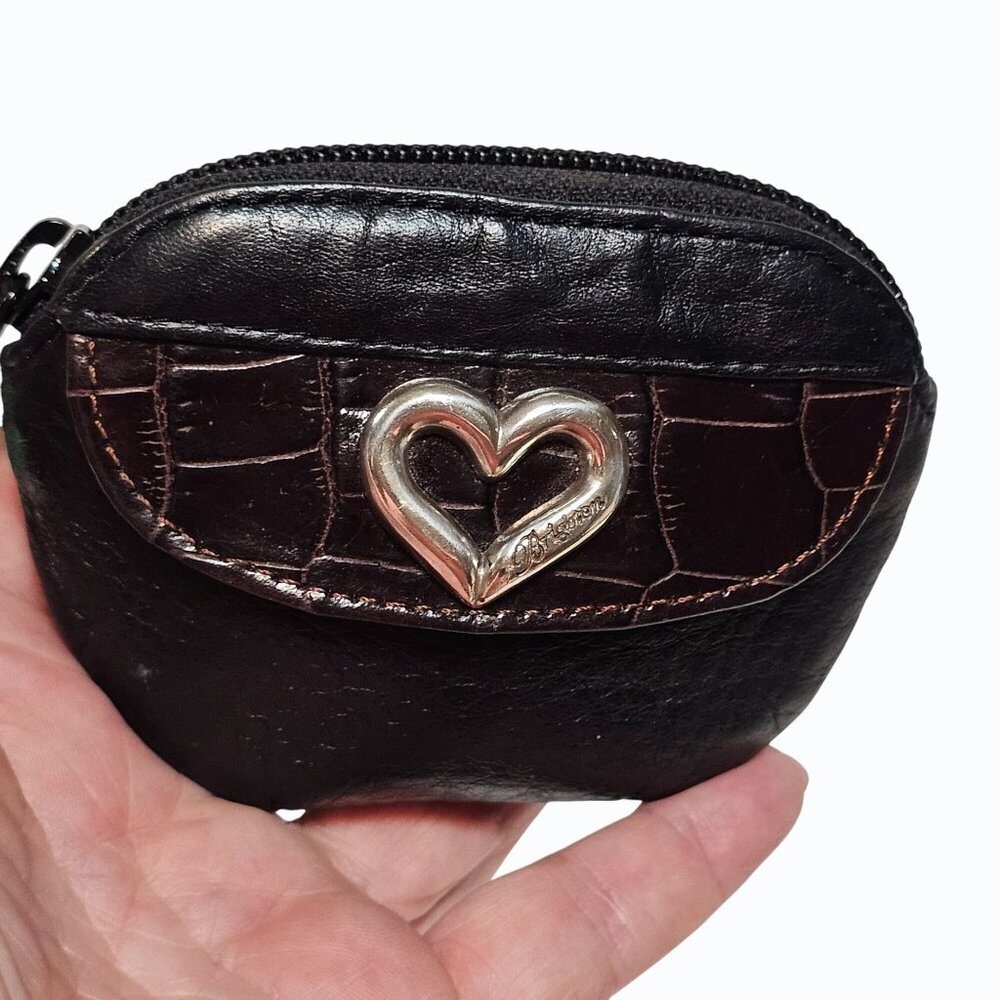 Brighton Black Leather Coin Purse With Exterior Snap Pocket